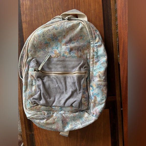Free People Leather Embossed Floral Glitter Backpack - Picture 1 of 9